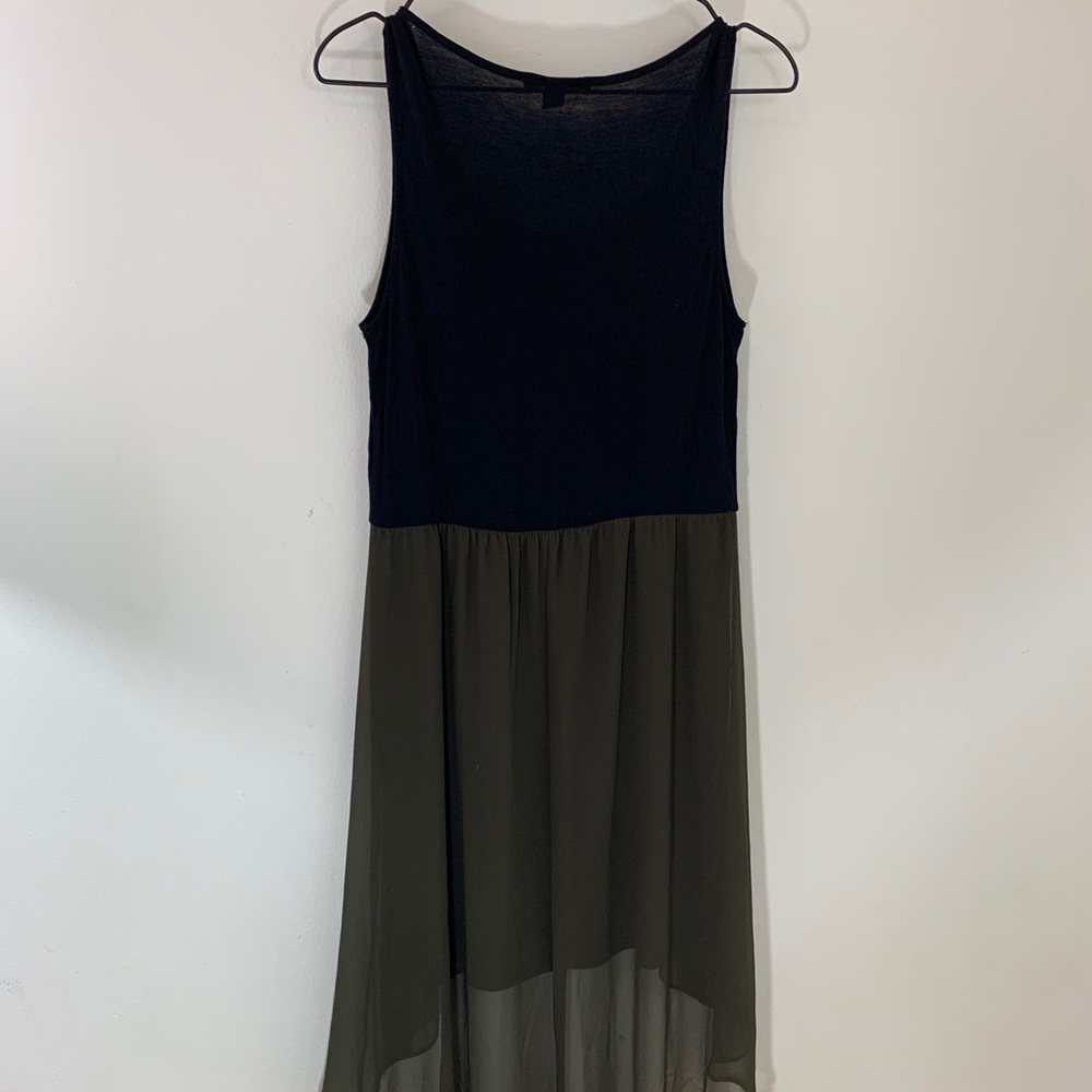 Hi-low dress, size L, army green & black